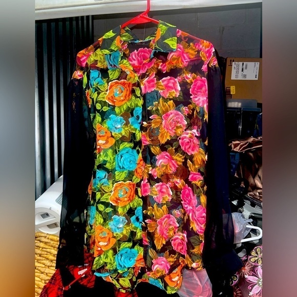 Translucent Floral Button Down​​​​​​​​​​ - Picture 1 of 4